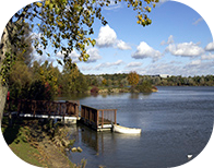 Nene Park Trust, Peterborough A boating lake at Nene Park Trust, Peterborough, stretching out towards the horizon