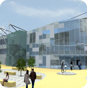 Artist's impression of Peterborough Community Stadium, a key development which will also incorporate an educational facility