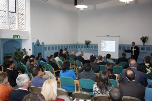 Neil Darwin welcomes the international delegation to Peterborough