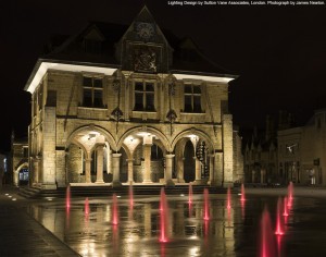 Peterborough Cathedral Square at night