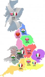 Map showing regional breakdown of culinary preferences